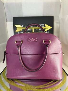 kate spade Plum Purple Pebbled Leather Satchel with Gold Hardware
